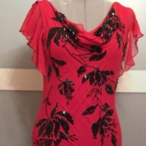 Vintage Elegant Red with Black Sequin Dress for Special Occasions